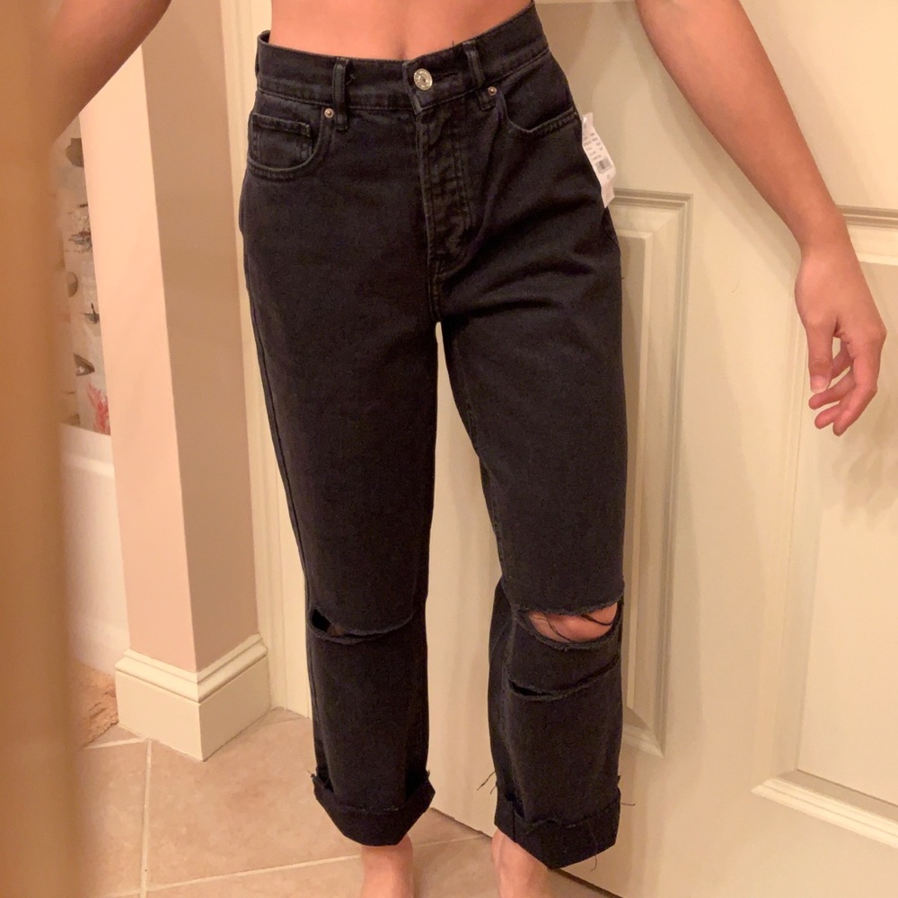High Rise Black Mom Jeans